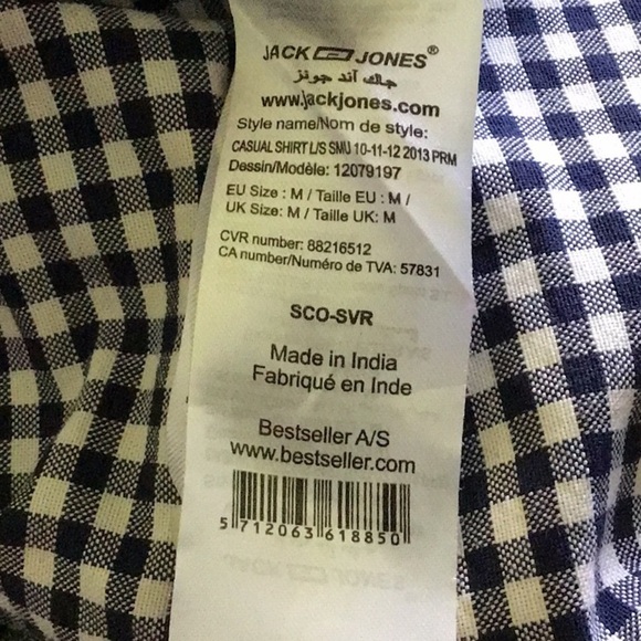 JACK & Jones navy blue check button down shirt medium - Picture 6 of 7